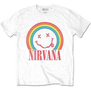 Nirvana - Smiley Rainbow Uni Wht    i gruppen MERCH / T-Shirt / Rockoff_Nya April24 hos Bengans Skivbutik AB (4307247r)
