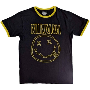 Nirvana - Outline Smiley Ringer Uni Bl    i gruppen MERCH / T-Shirt / Rockoff_Nya April24 hos Bengans Skivbutik AB (5535362r)