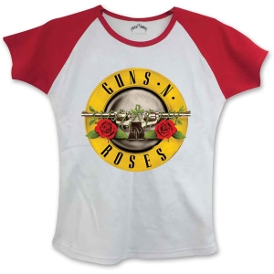Guns N Roses - Circle Logo Lady Wht/Red S/S Raglan:  S i gruppen MERCHANDISE / T-shirt / Nyheter / Hårdrock hos Bengans Skivbutik AB (5541709)
