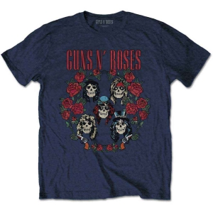 Guns N Roses - Skulls Wreath Uni Navy    S i gruppen MERCHANDISE / T-shirt / Hårdrock hos Bengans Skivbutik AB (5542233r)
