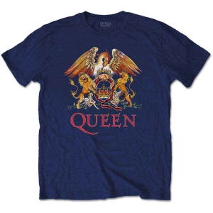 Queen - Classic Crest Boys T-Shirt Navy i gruppen MERCHANDISE / Merch / Nyheter / Pop-Rock hos Bengans Skivbutik AB (5548804r)